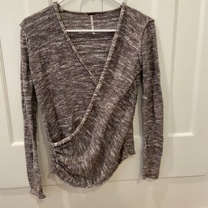 Free People Gray Crossover Sweater